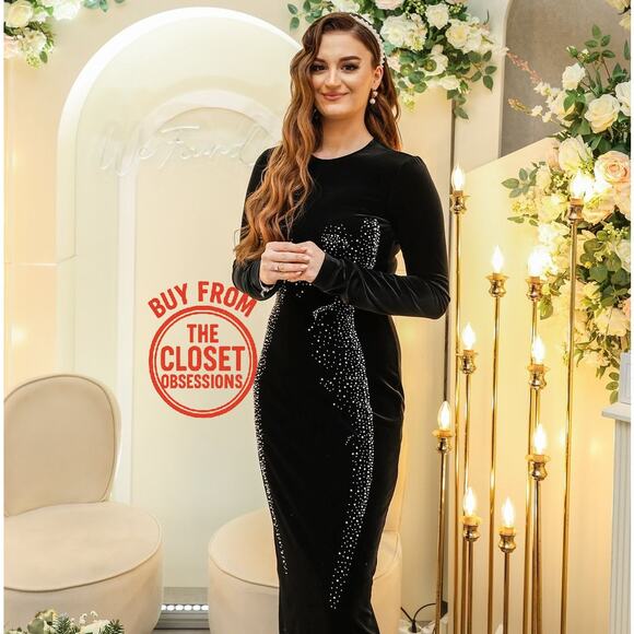 ZARA Midi Dress with Rhinestone Details NWT - Picture 9 of 16